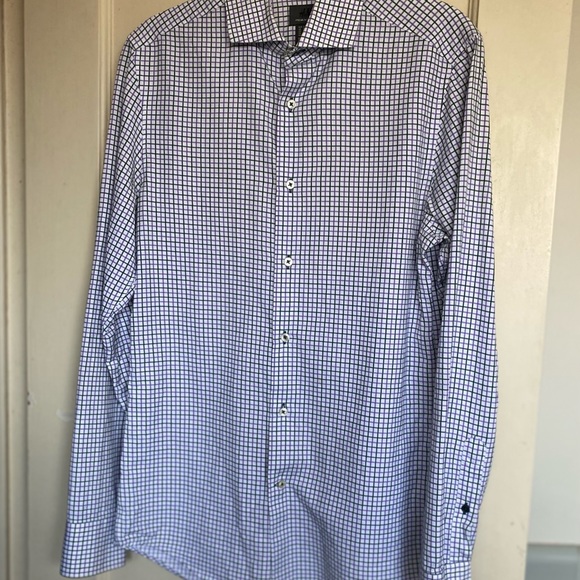 H&M Easy Care Men’s Button Up Cotton Shirt Checkered Green/Purple/White SZ S15 - Picture 11 of 11